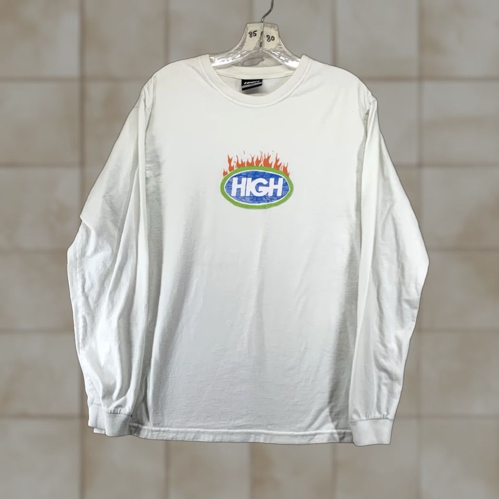 Vintage VINTAGE HIGH Street Wear T-Shirt Mens Long Sleeve All Seasons White Graphic 90s Hip Hop Skater Fire Size US S / EU 44-46 / 1 - 1 Thumbnail