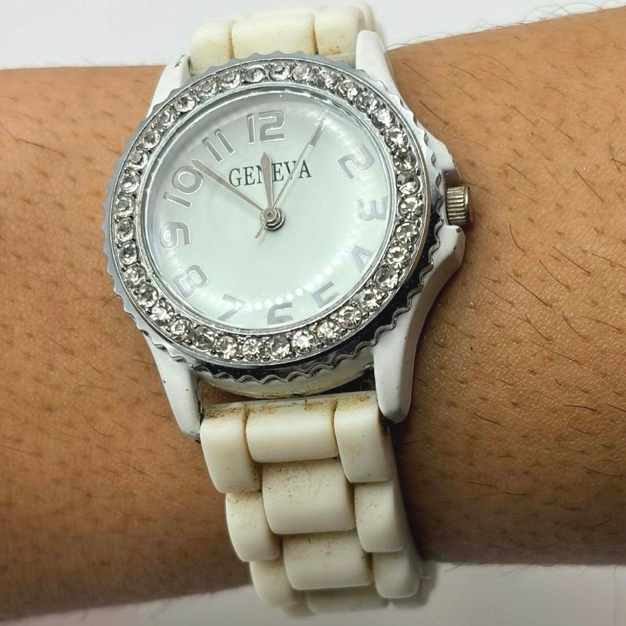 Geneva White Crystal Geneva Watch Size ONE SIZE - 1 Thumbnail