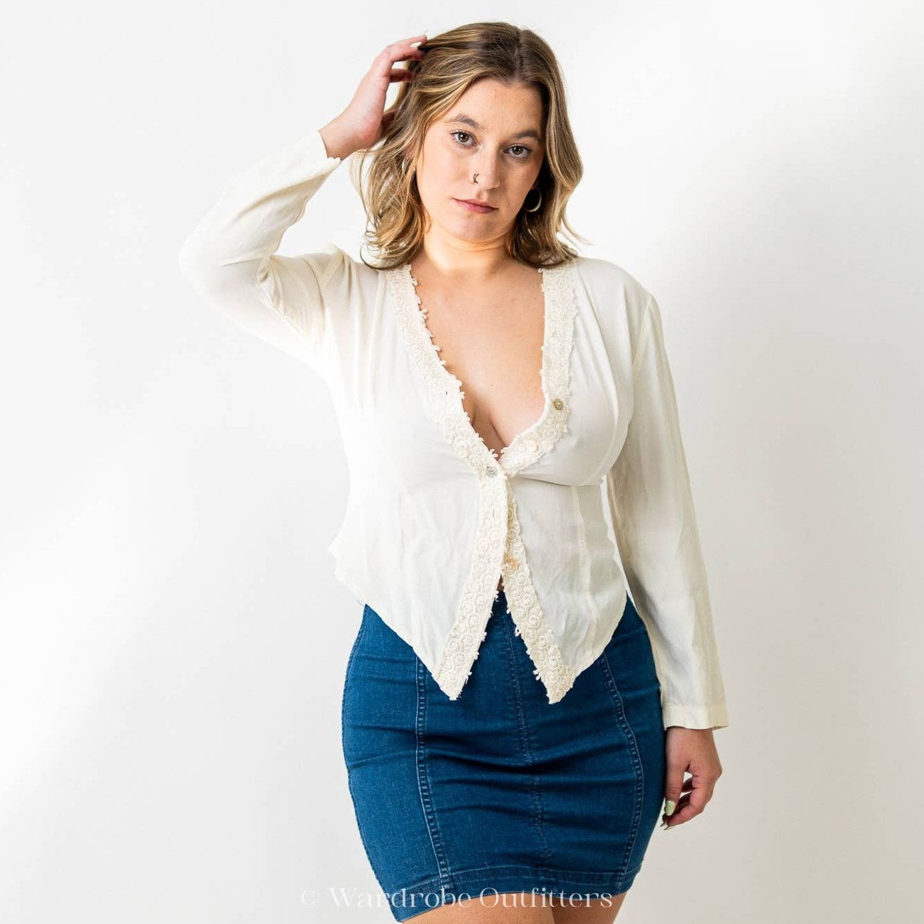 Vintage Vintage 90s Sexy Low Cute Lace Blouse Size S / US 4 / IT 40 - 5 Thumbnail