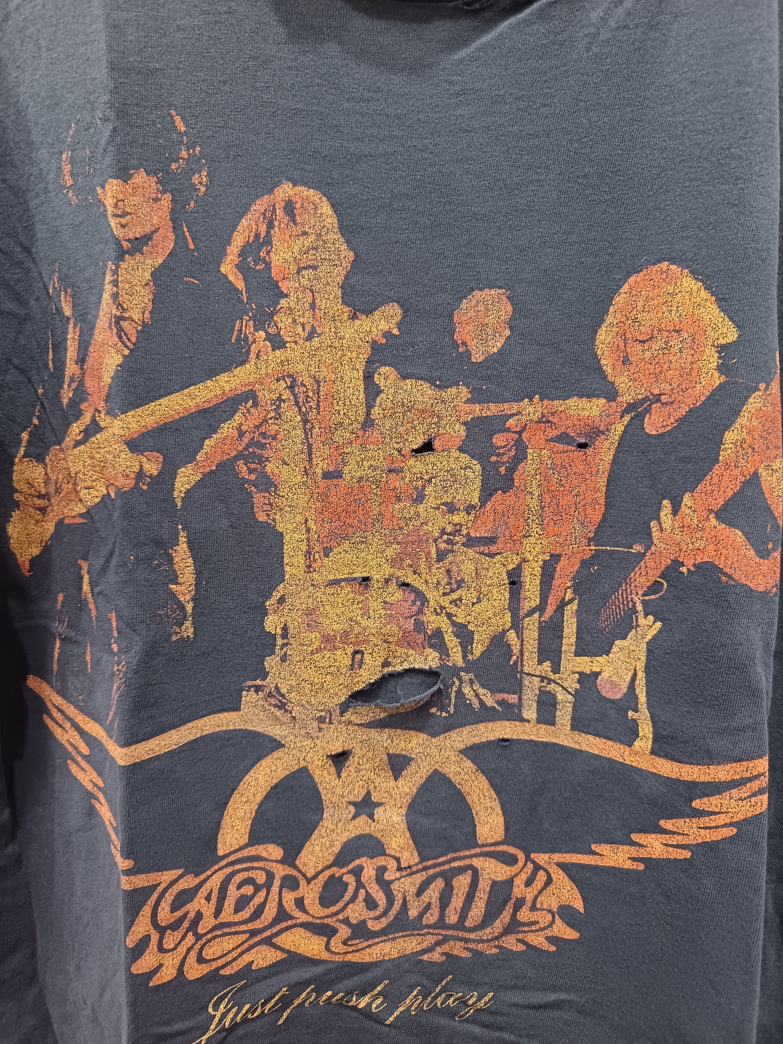 Band Tees Vintage Distress Aerosmith Just Push Play Size US M / EU 48-50 / 2 - 2 Thumbnail