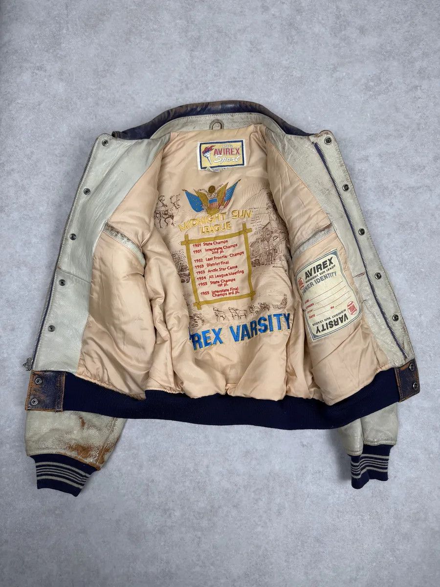 Avirex 1990s Avirex Brown & White Leather Pilot Varsity Bomber Jacket Size US M / EU 48-50 / 2 - 8 Thumbnail