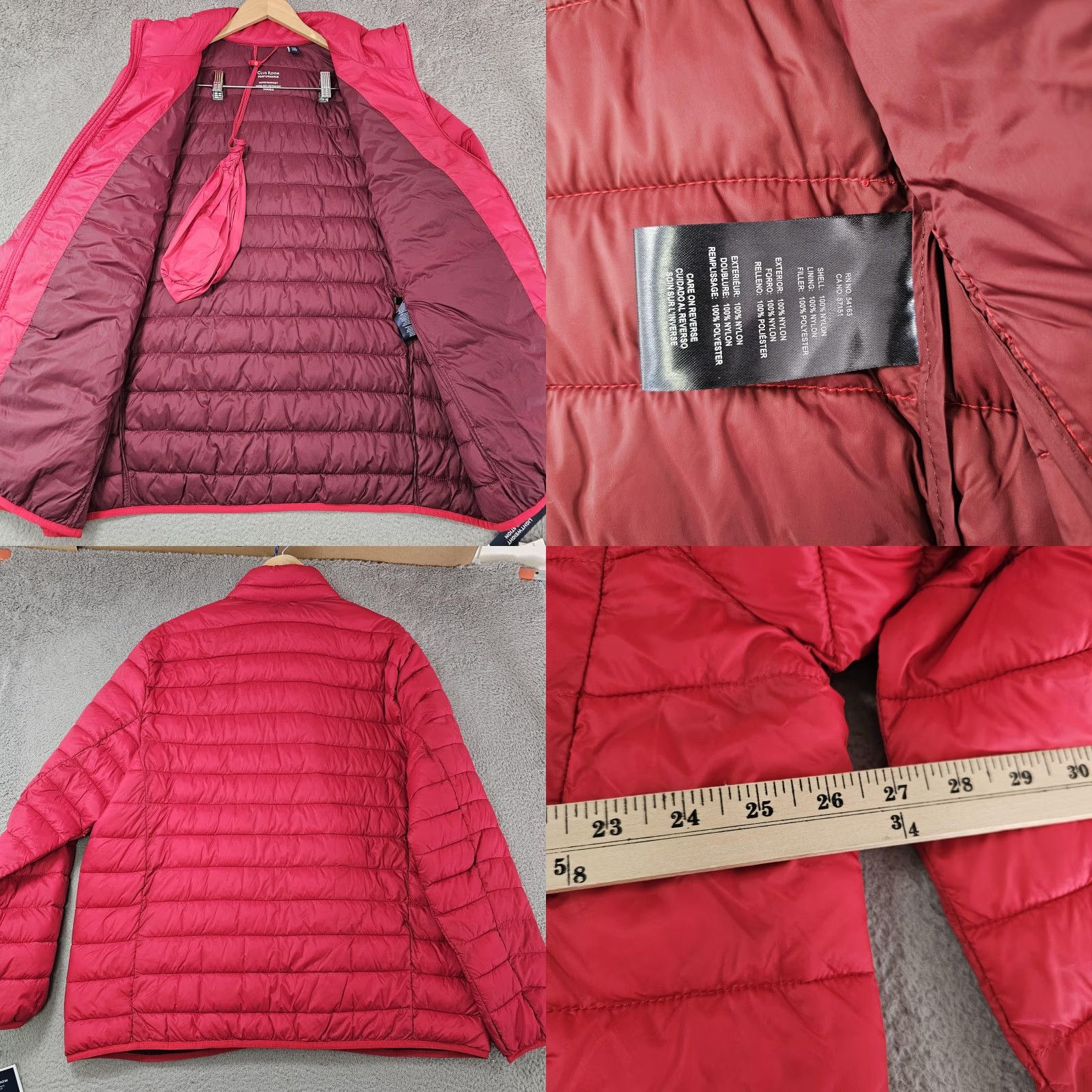Club Room Club Room Jacket Mens 2XL Red Lightweight Packable Puffer Water Resistant Warm Size US XXL / EU 58 / 5 - 8 Thumbnail