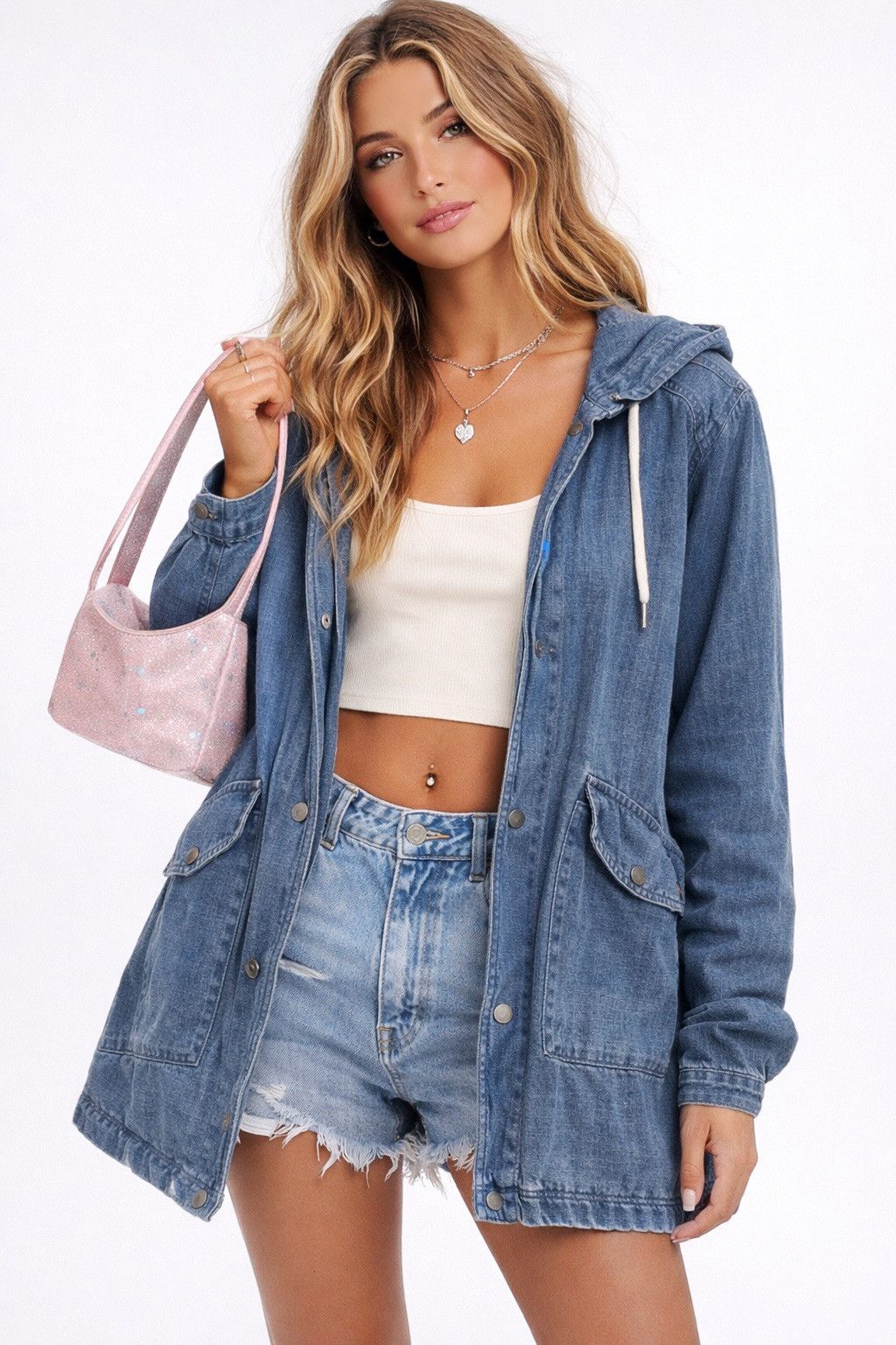 Vintage ROXY Denim Hooded Parka Jacket – Y2K 2000s L Size L / US 10 / IT 46 - 1 Thumbnail