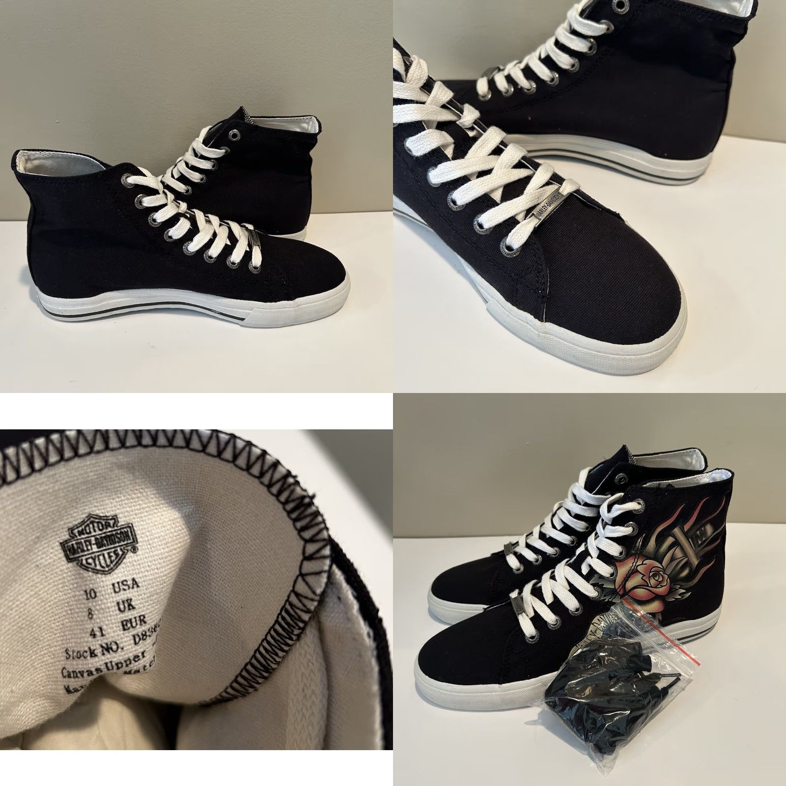 Harley Davidson Harley-Davidson Women’s High Top Shoes Black Sz 10 Canvas Rose & Dagger Print Sneakers Sneakers Mens Womens Boys Girls Size L / US 10 / IT 46 - 8 Thumbnail