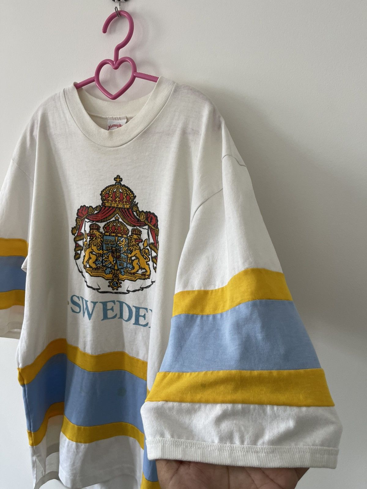 Vintage Rare Vintage SWEDEN Spell Out Big Logo Nutmeg Mills USA Made Size US L / EU 52-54 / 3 - 3 Thumbnail