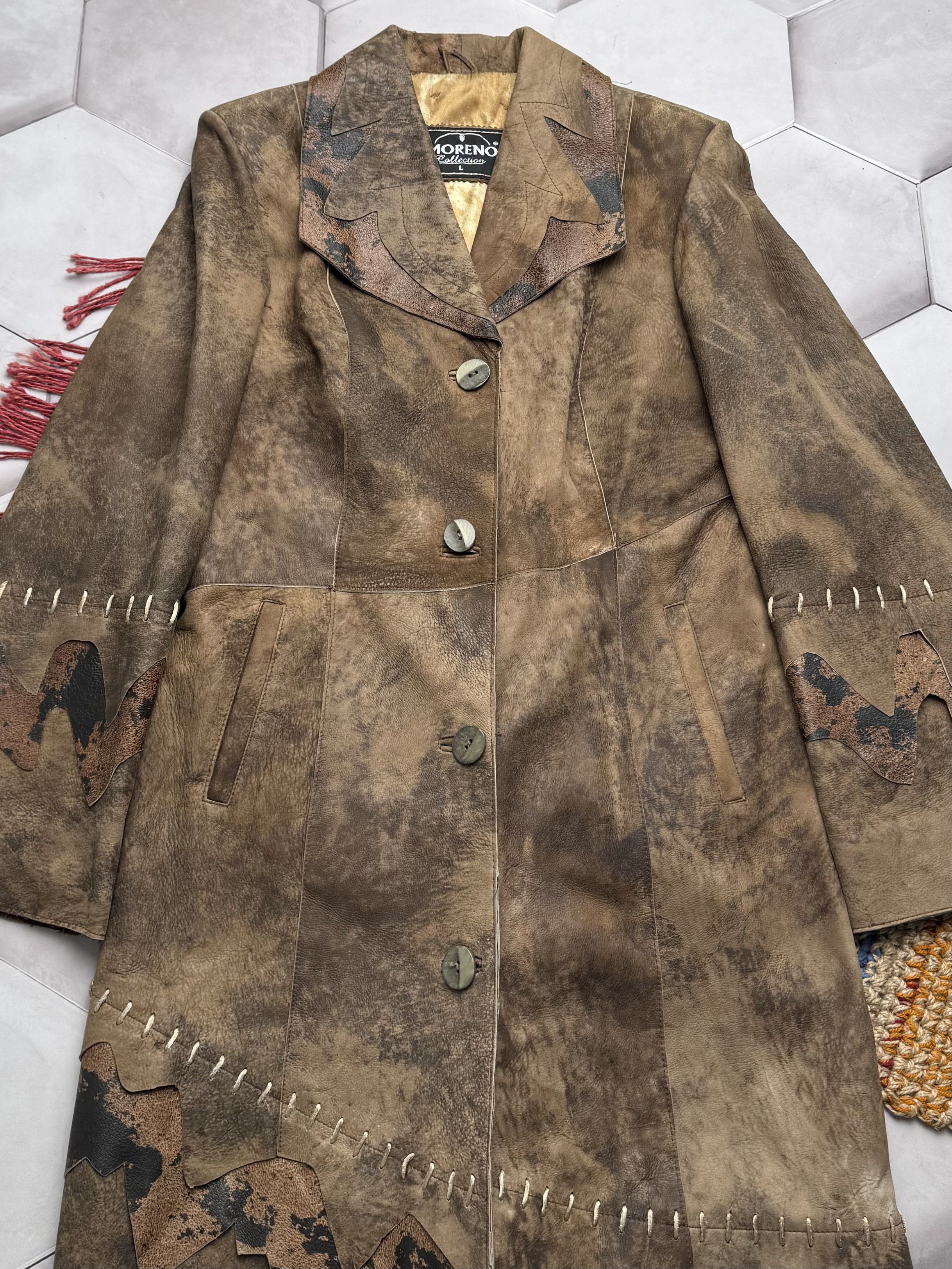 Vintage Vintage Leather Faded Coat (E4) Size L / US 10 / IT 46 - 2 Thumbnail