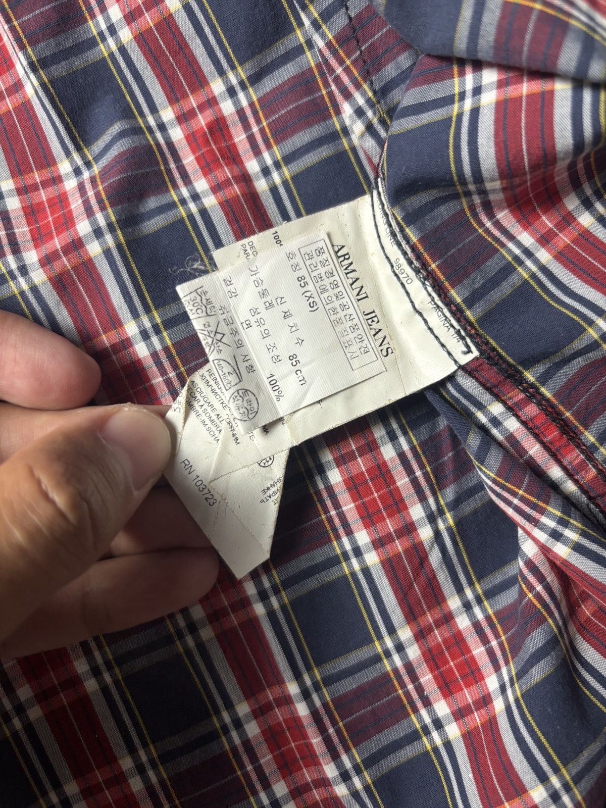 Giorgio Armani 2000s Armani Jeans Plaid Button Up with Hoodie Size US S / EU 44-46 / 1 - 8 Thumbnail