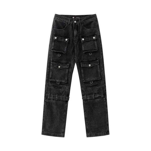 VIBE Men Black Washed Stacked Cargo Jeans Size US 32 / EU 48 - 4 Thumbnail