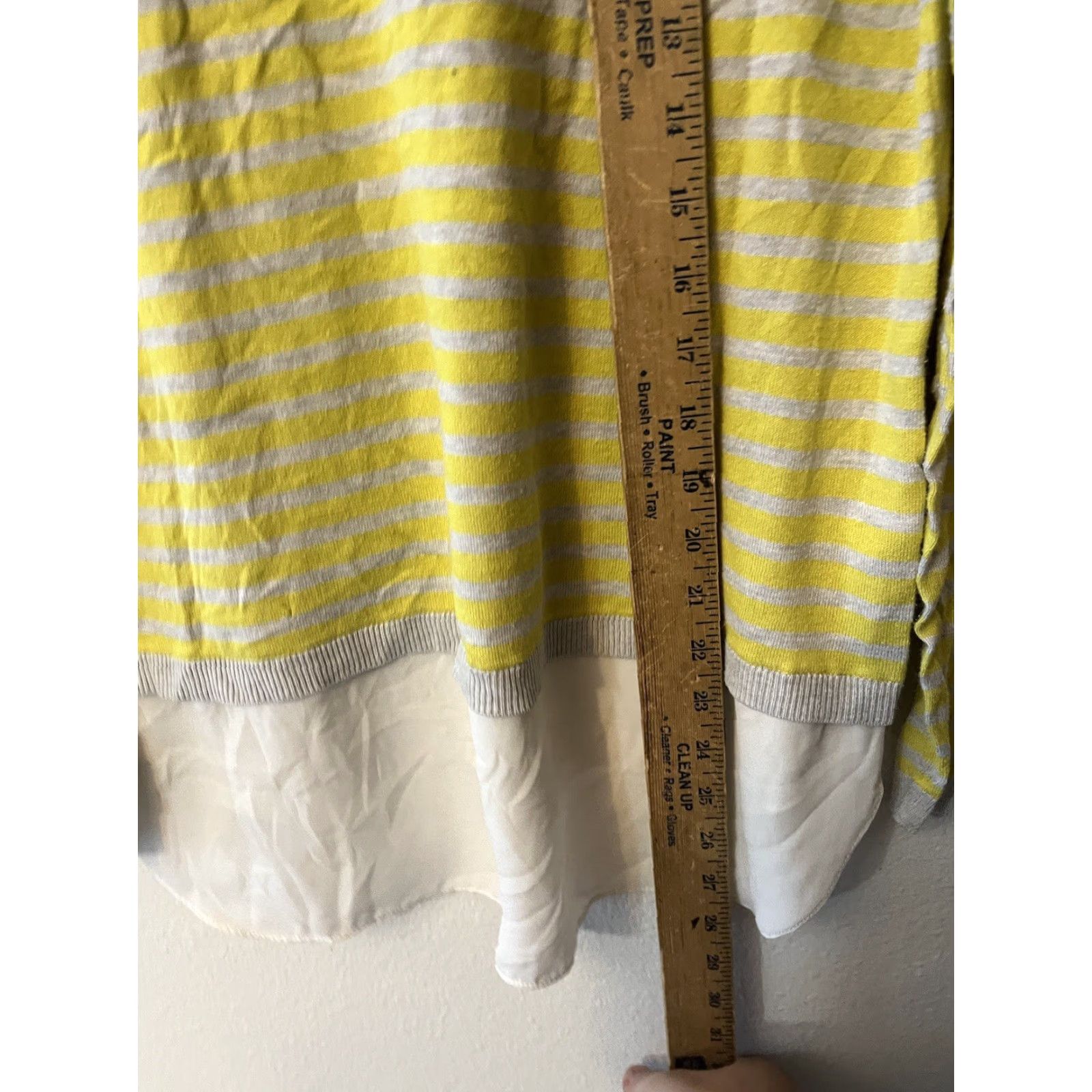 Loft LOFT Pullover Sweater Womens Large Striped Yellow Gray Long Sleeve Knit Size L / US 10 / IT 46 - 4 Thumbnail