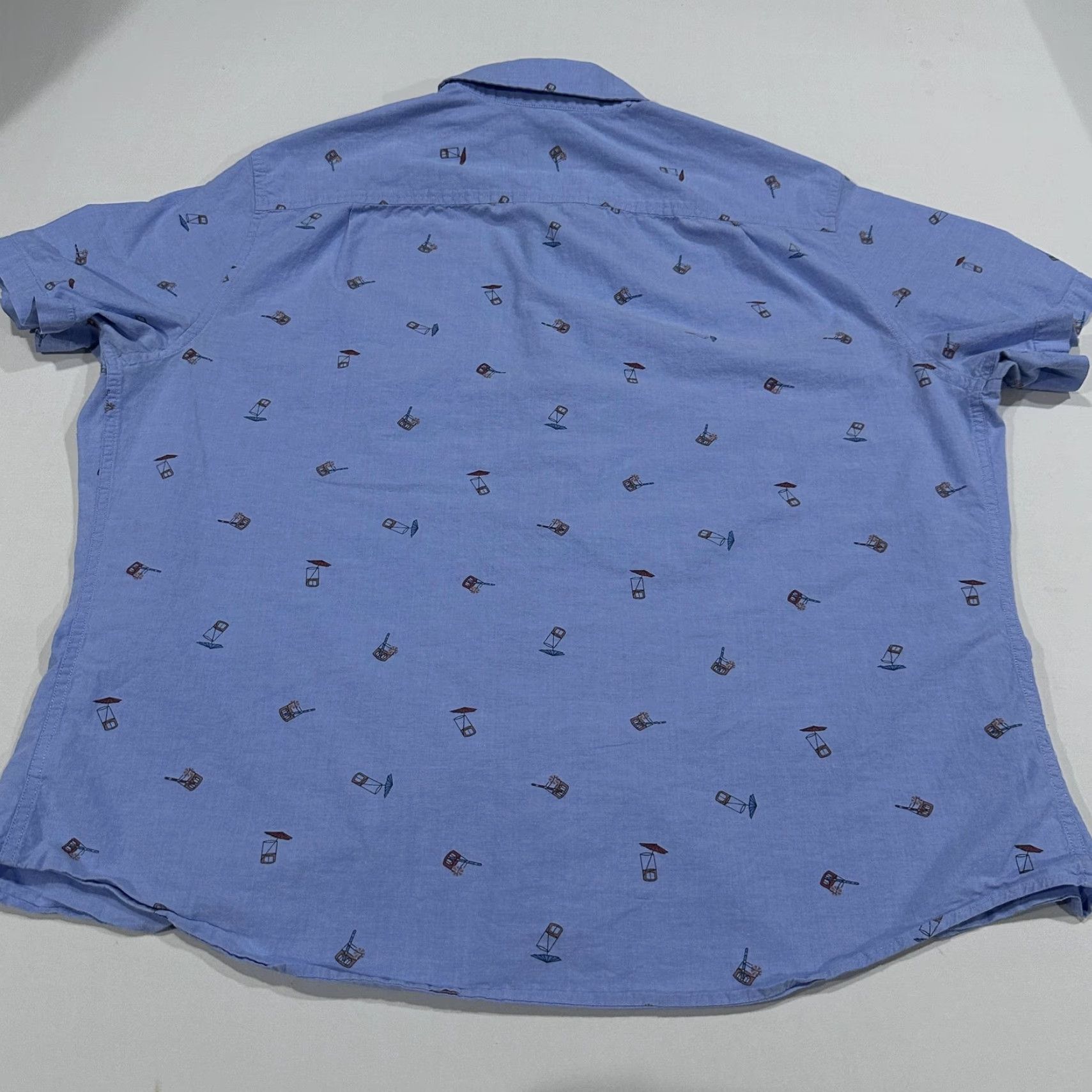 Vintage Goodfellow shirt Mens 2XL Blue Button-Up Short Sleeve Casual Vacation Happy Hour Graphic Print Collared Slim Vintage: No Size US XXL / EU 58 / 5 - 4 Thumbnail