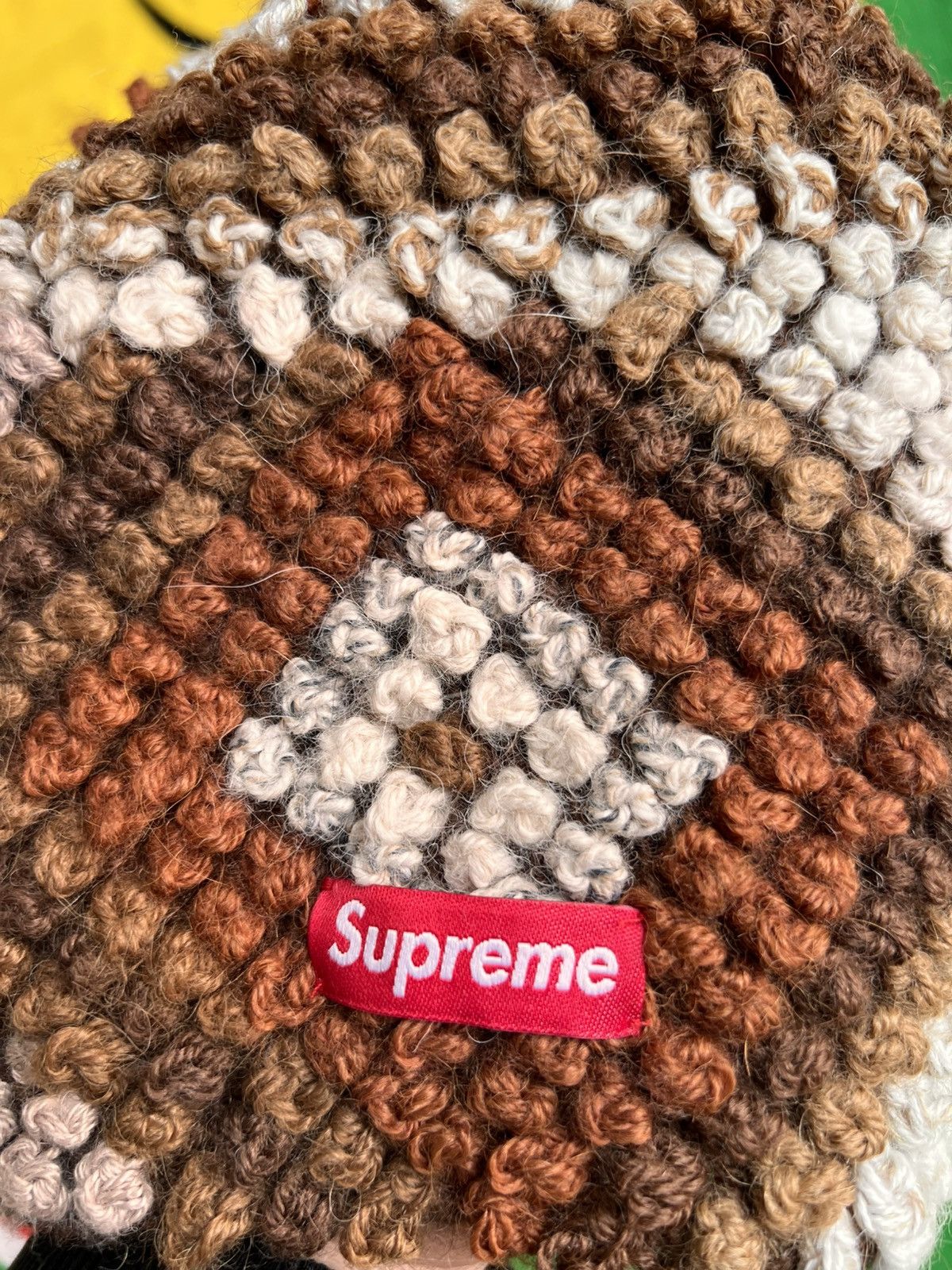 Supreme Textured Knit Beanie FW25 – Brown beige hat