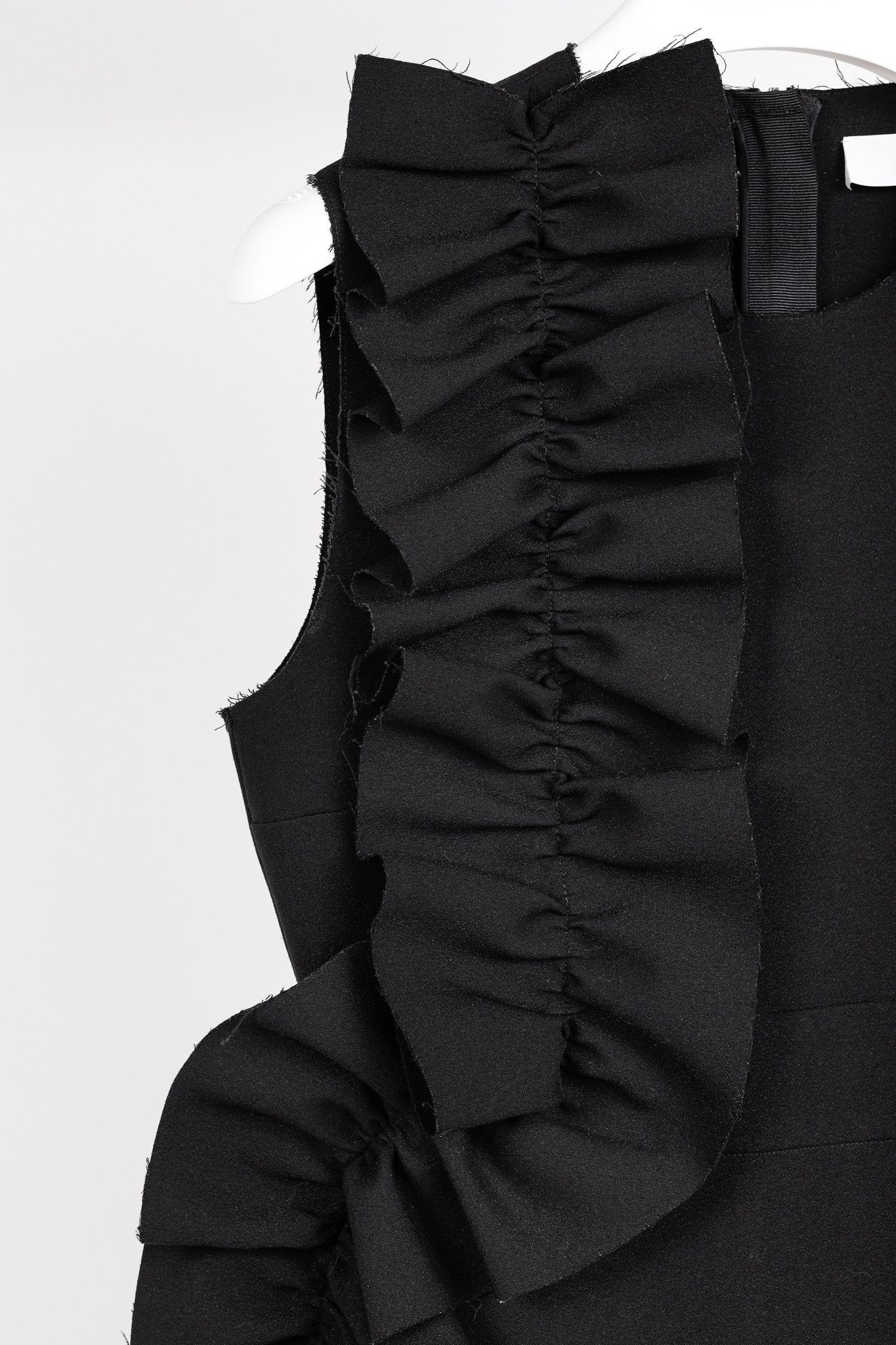 MSGM MSGM Black Crepe Ruffle Sleeveless Mini Dress Size XL / US 12-14 / IT 48-50 - 5 Thumbnail