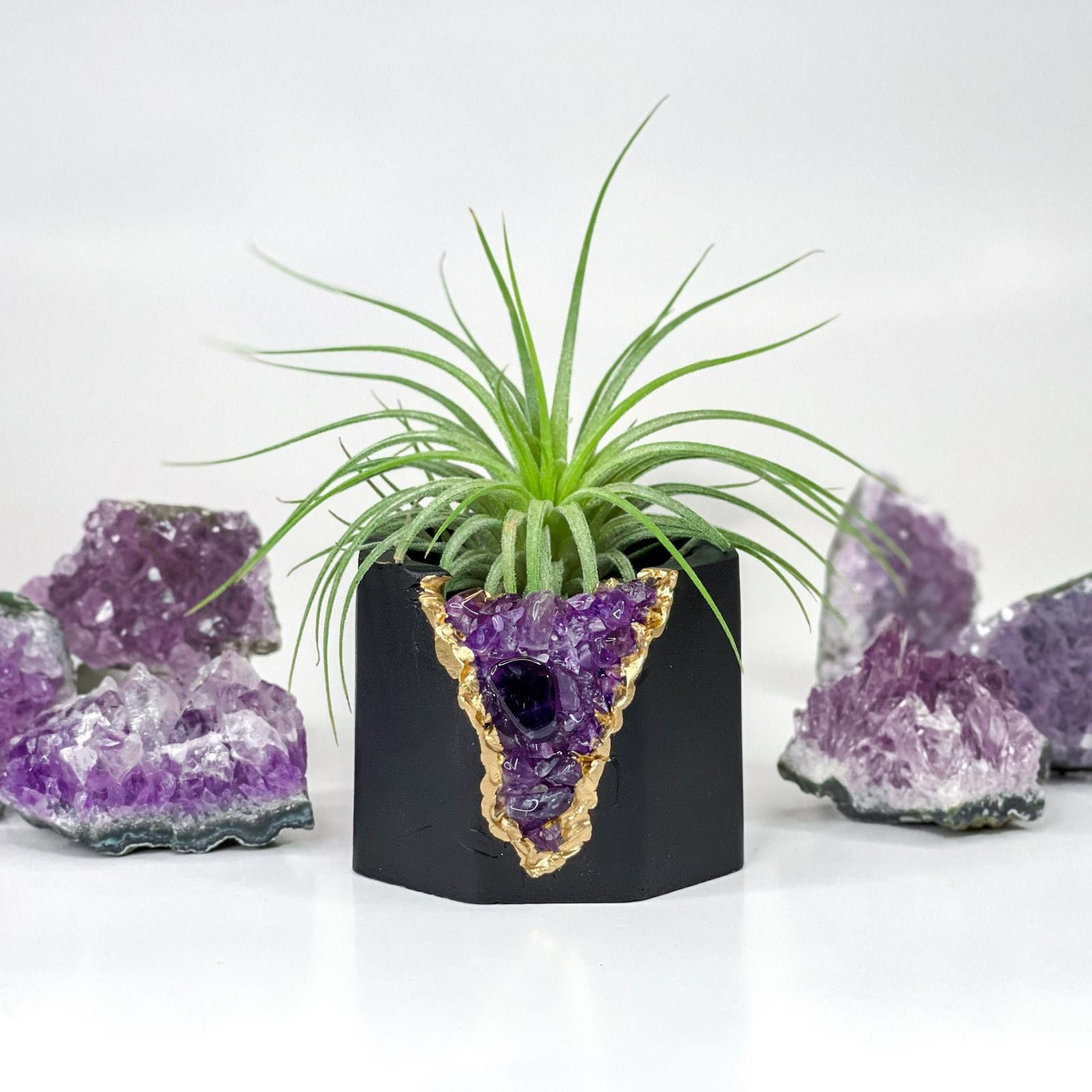 Other Amethyst Crystal Planter Geode Pot Pot Air Plant Holder Size ONE SIZE - 1 Thumbnail