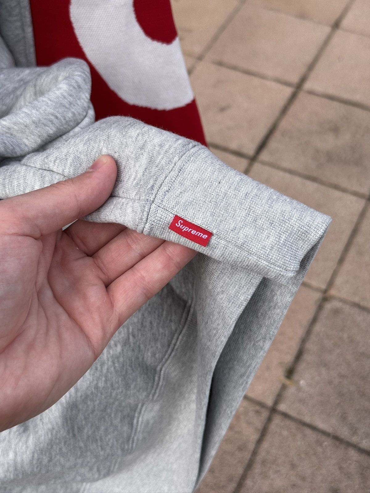 Supreme Supreme Big Logo Jacquard Hooded Sweatshirt Grey Red size M Size US M / EU 48-50 / 2 - 8 Thumbnail