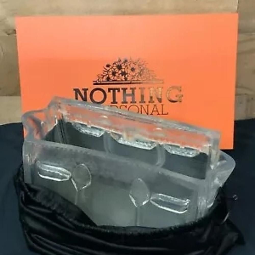 Designer Translucent Handbag with Scalloped Edge and Textured Border Size ONE SIZE - 4 Thumbnail