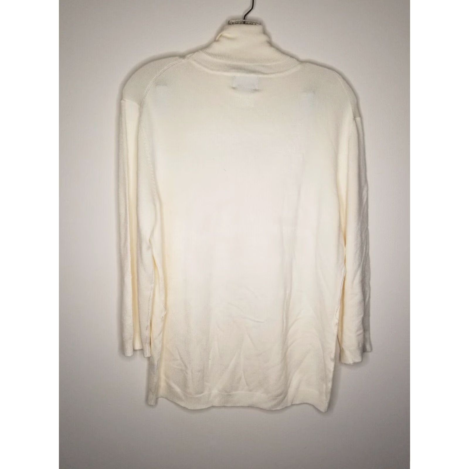 George GEORGE Womens Turtleneck 3/4 Sleeve Belted Stretch Ivory Size XL NWT Size XL / US 12-14 / IT 48-50 - 4 Thumbnail