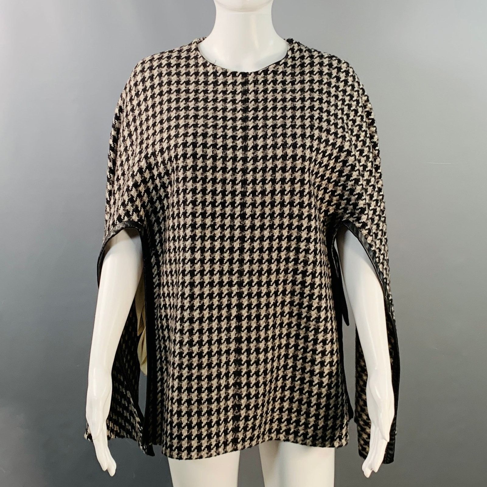 Derek Lam 10 Crosby DEREK LAM Wool Alpaca Houndstooth Poncho Pullover Size ONE SIZE - 1 Thumbnail