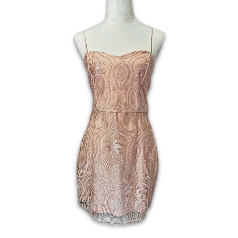 Area Area Sheath Dress Mini Sweetheart Neck Sleeveless Pink L Size L / US 10 / IT 46 - 2 Thumbnail