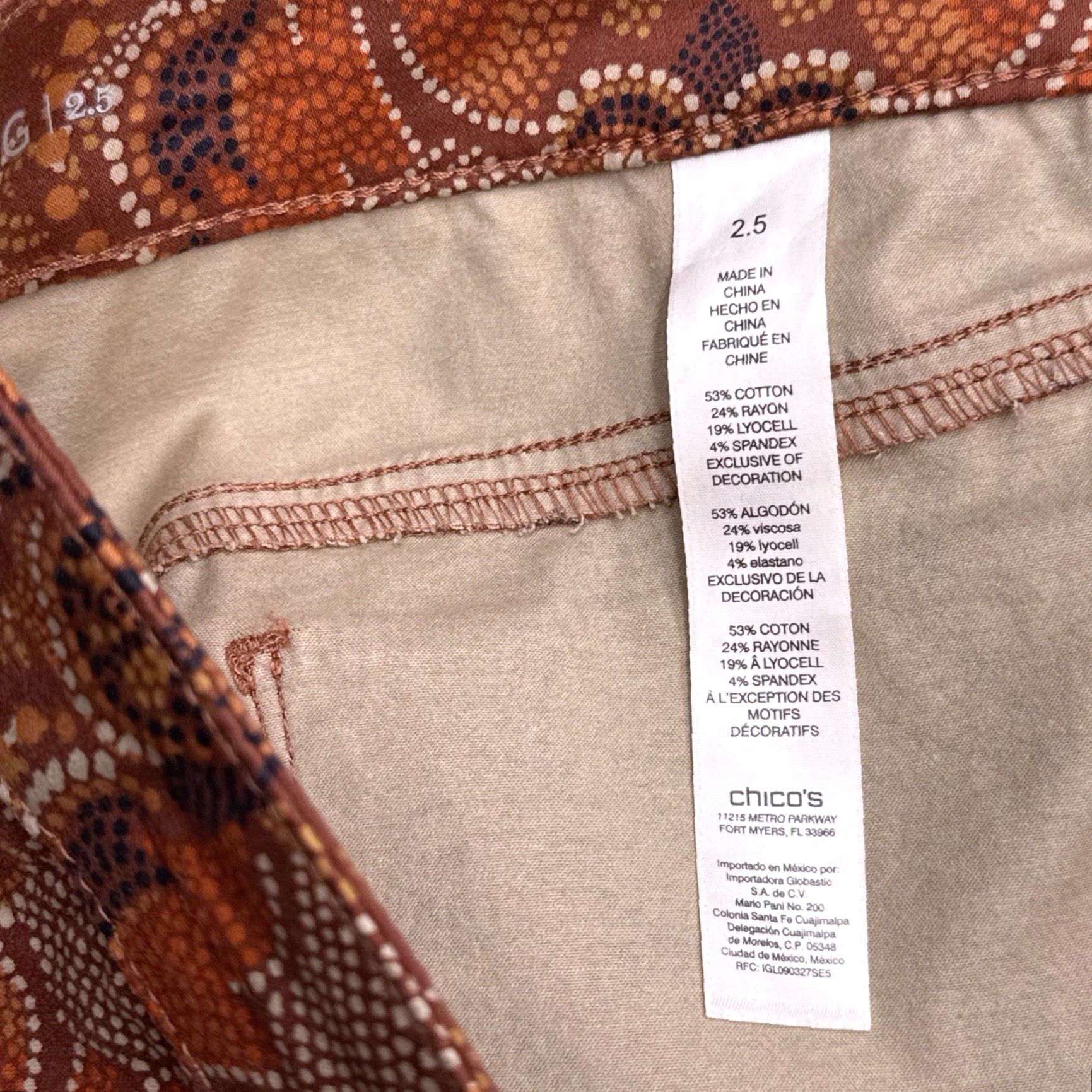 Vintage Chico's Chicos Jeans Jegging Womens 2.5 Orange Paisley High Rise Stretch Size 26" / US 2 / IT 38 - 5 Thumbnail