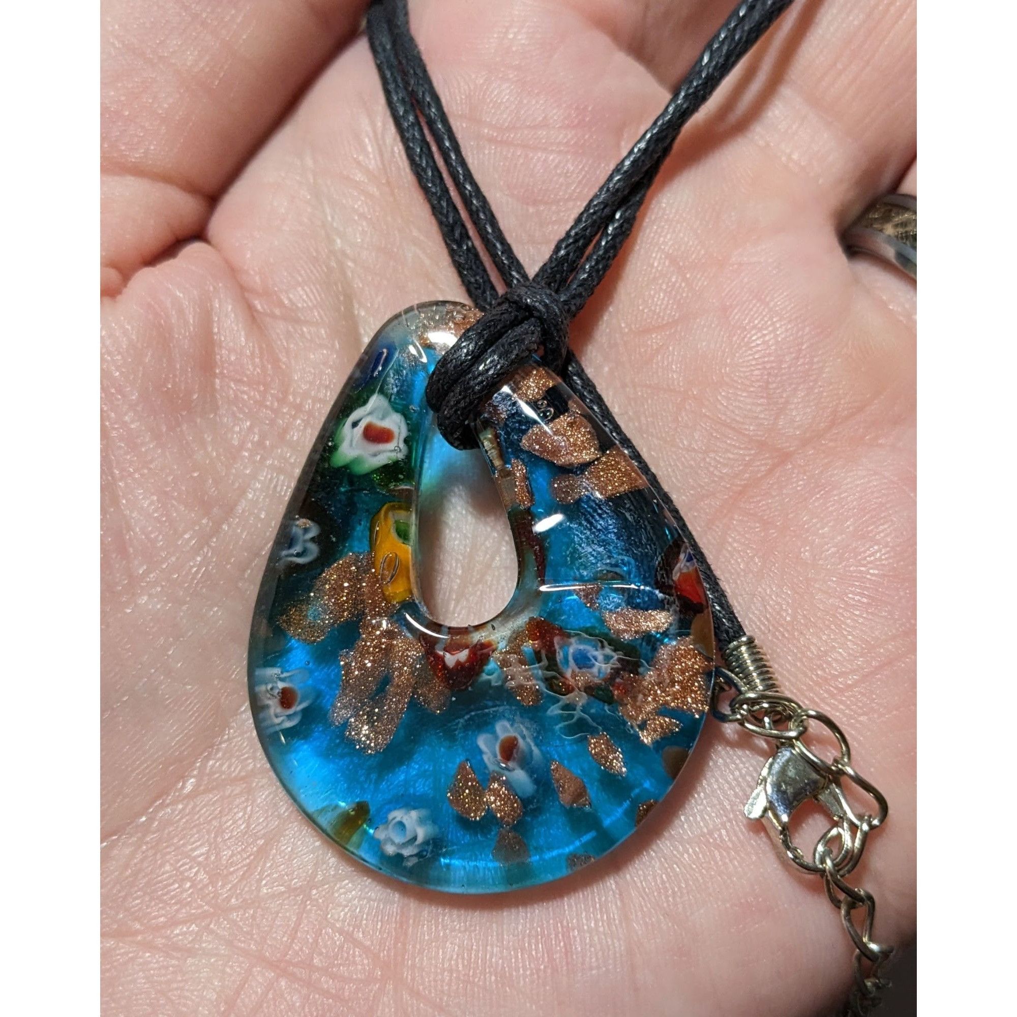 Other Blue Millefiori Glass Blue Teardrop Necklace Size ONE SIZE - 9 Thumbnail
