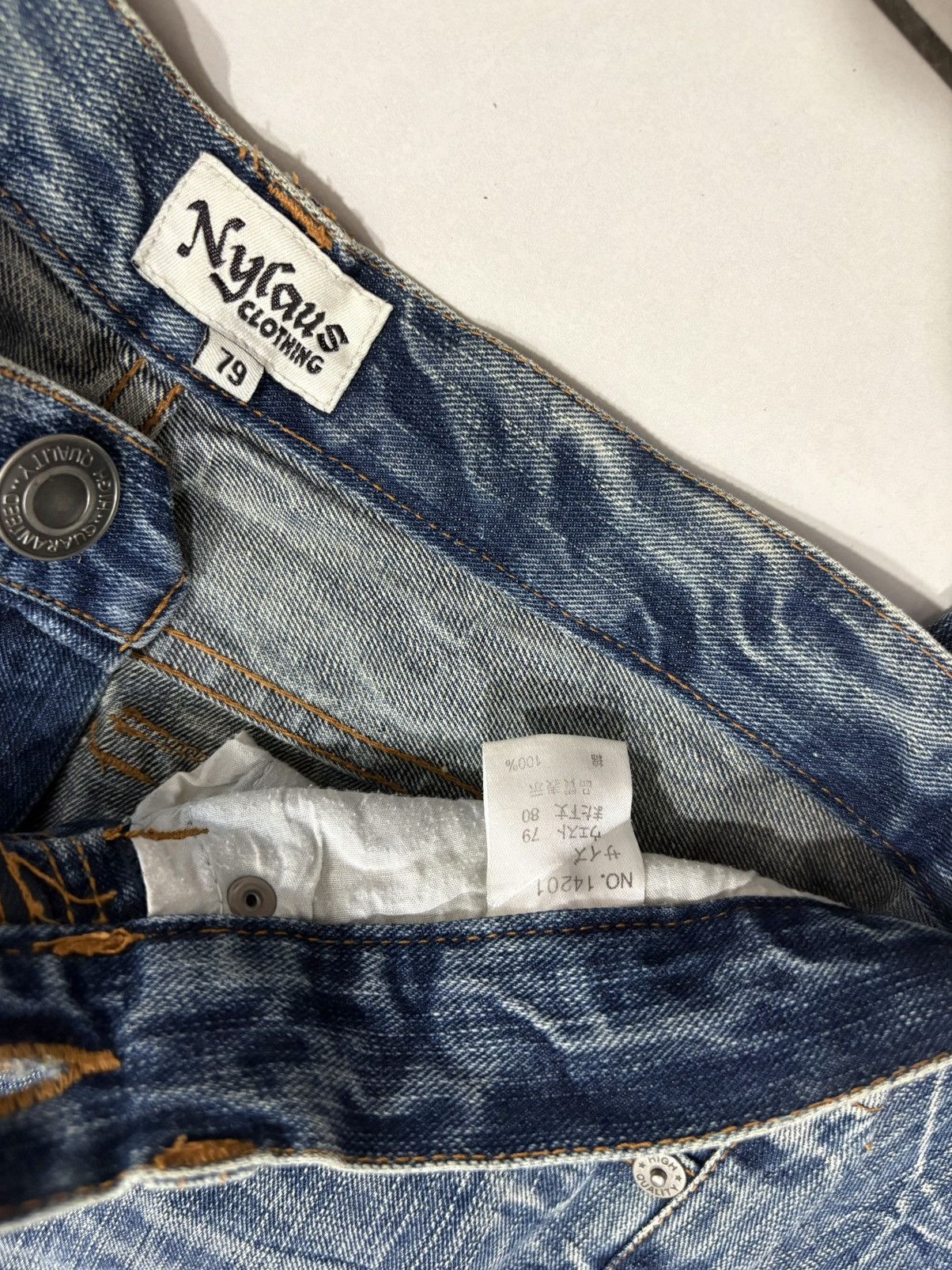 Japanese Brand Vintage 90s NYLAUS Japan Clawmark Distres Jeans Size US 30 / EU 46 - 7 Thumbnail