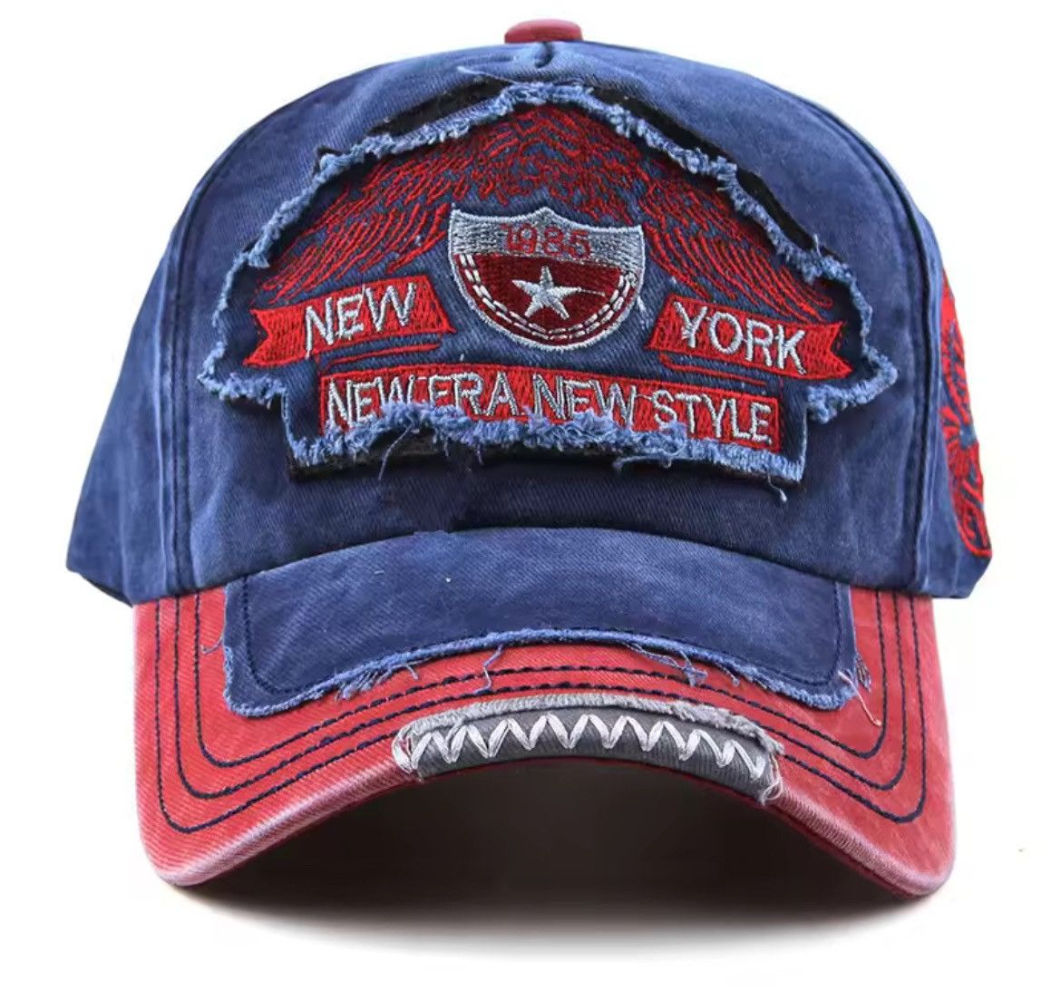 Japanese Brand Retro Washed Letter Embroidery Denim Baseball Cap Size ONE SIZE - 2 Thumbnail