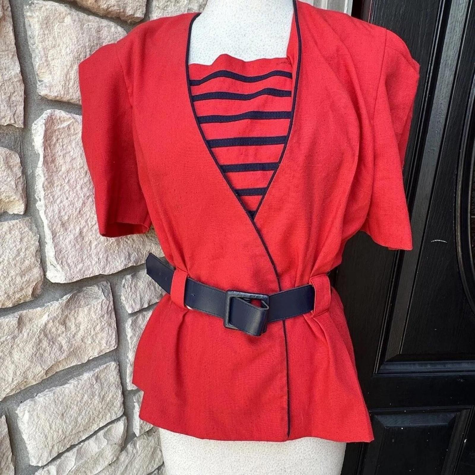 Other Red Leslie Fay vintage 80s short sleeve blouse Size M / US 6-8 / IT 42-44 - 1 Thumbnail
