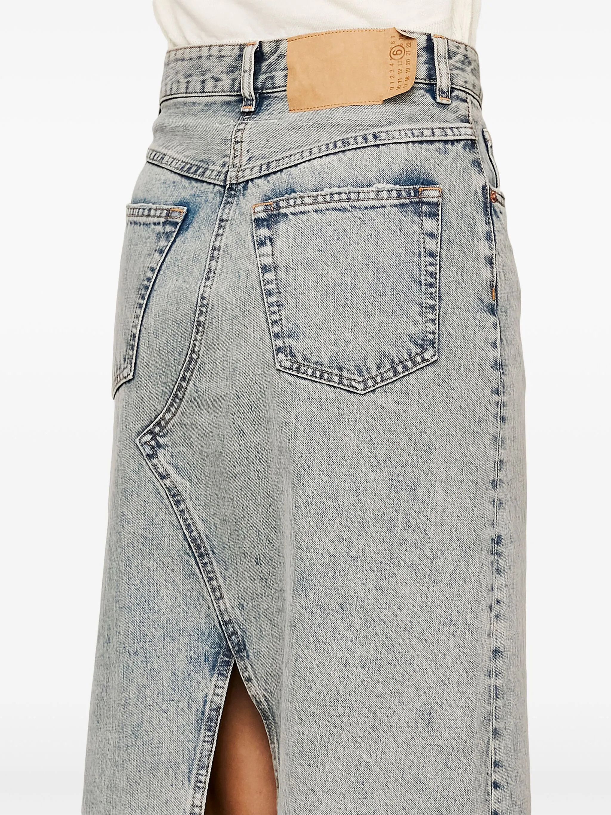 Maison Margiela oc11z0925 Slit Denim Maxi Skirt in Light Blue Size 32" / US 10 / IT 46 - 7 Thumbnail