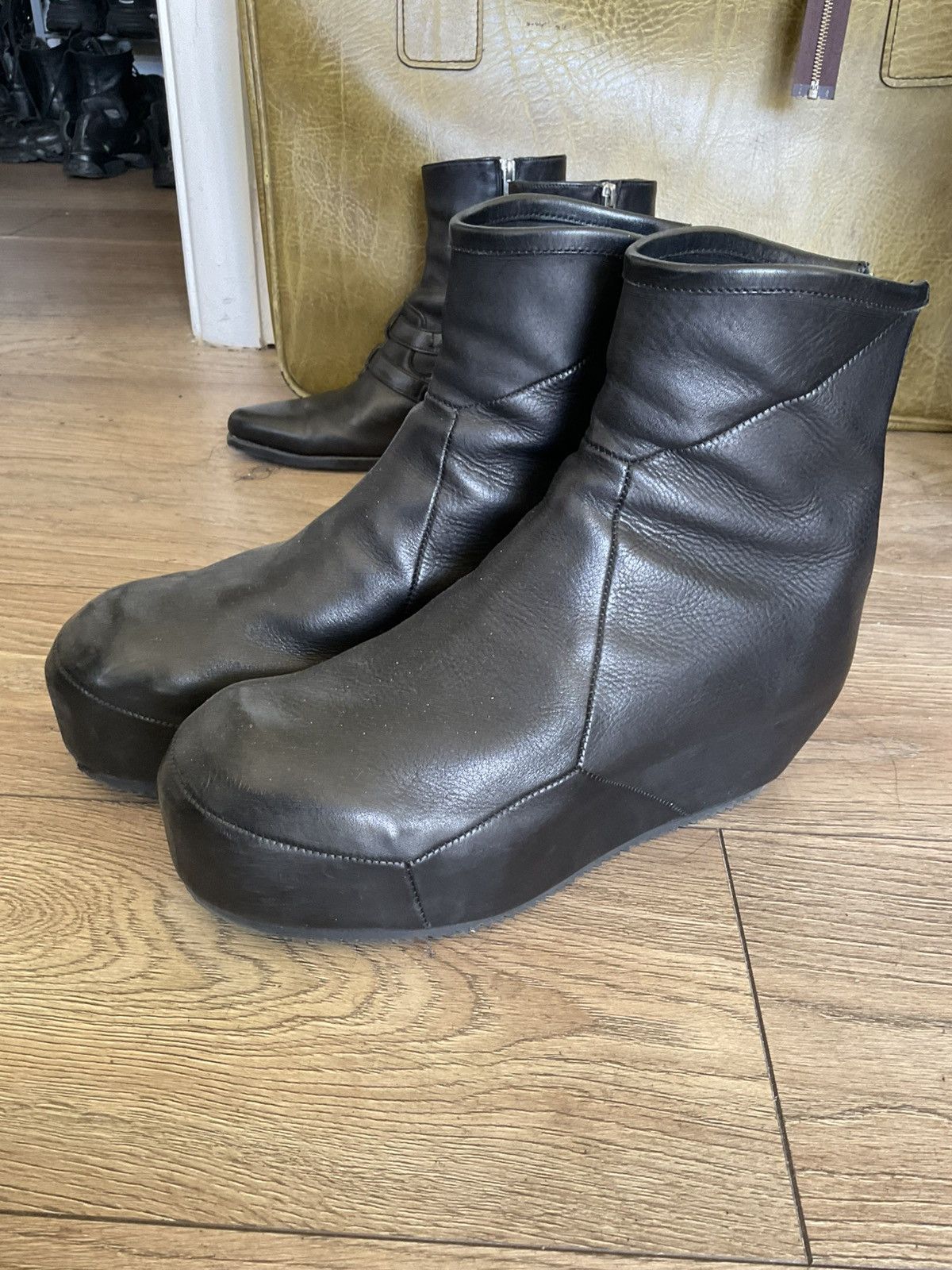Julius Julius_7 Runway Heel Shoes Leather Boots in Black, Men's (Size 10)