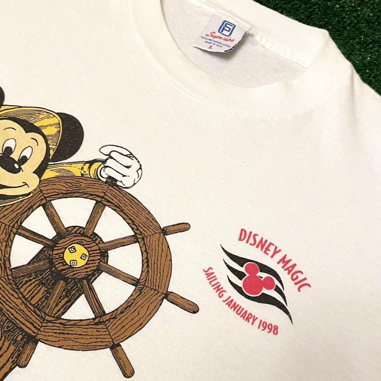 Disney VINTAGE 90s Disney Mickey Mouse Sailing Sailor Shirt Mens L White Disney Mickey Mouse Sailing Sailor VTG 1998 January Mens L Size US L / EU 52-54 / 3 - 3 Thumbnail