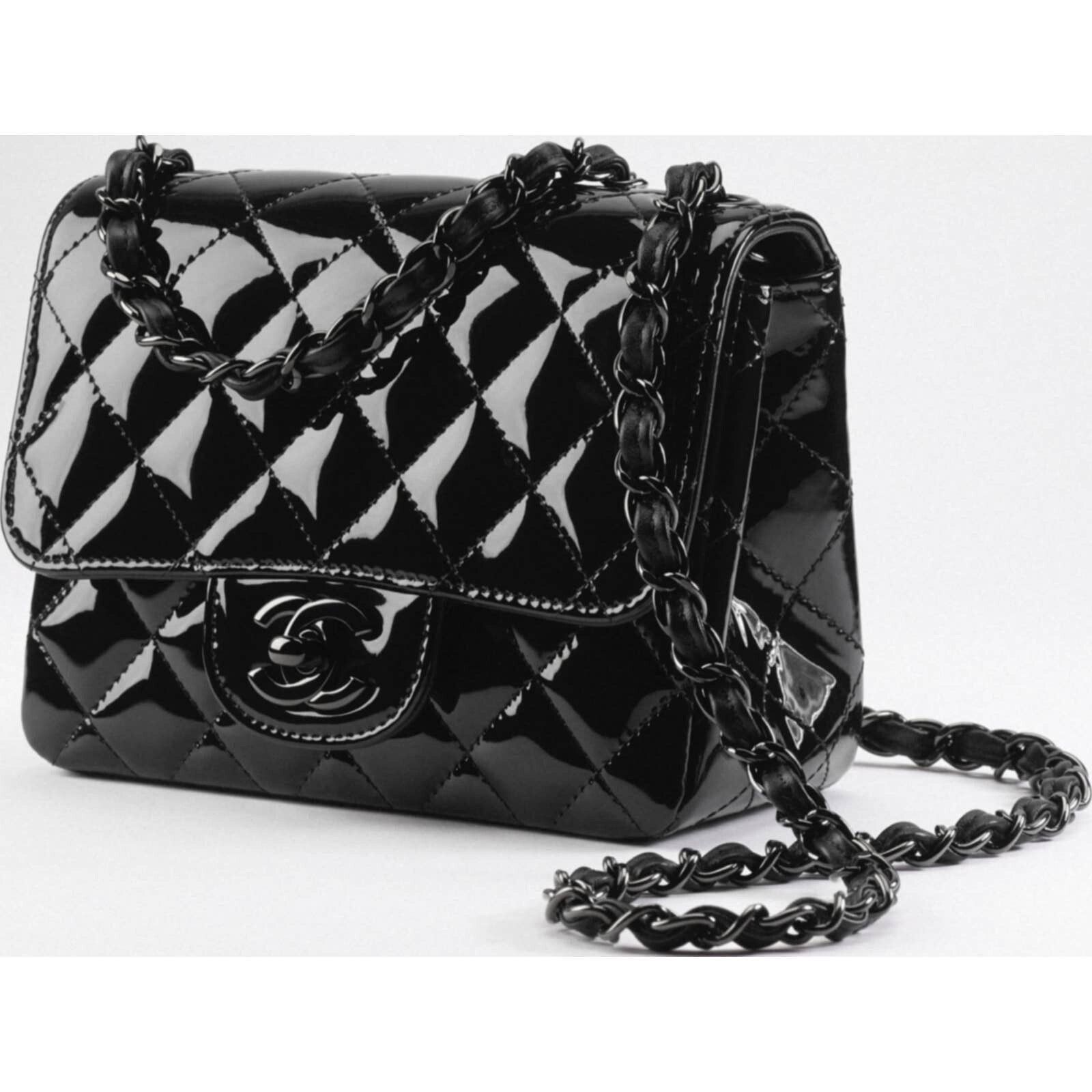 Chanel Chanel 21B So Patent Flap Mini Quilted Chain Crossbody Bag Size ONE SIZE - 3 Thumbnail