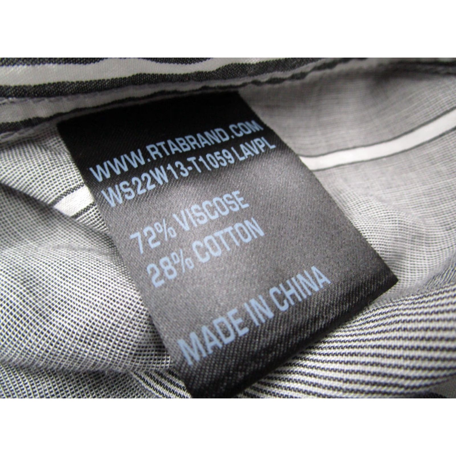 Rta RTA Shirt Mens XS Gray Striped Button-Up Long Sleeve Lightweight Classic Cotton/Viscose Blend Size US XS / EU 42 / 0 - 4 Thumbnail