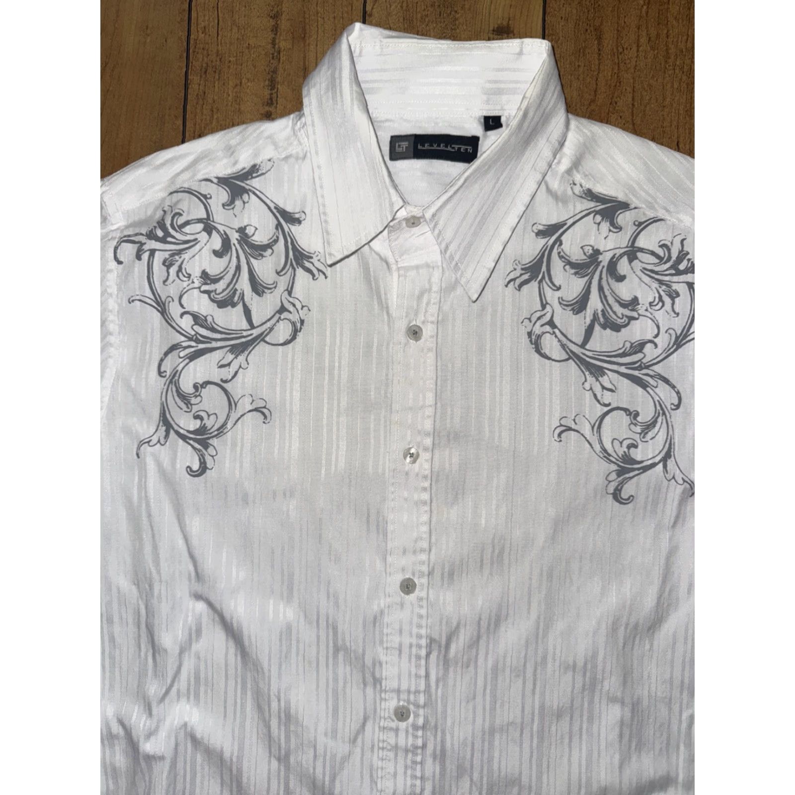 Vintage VINTAGE Level Ten Men’s Embroidered Western Button-Down Shirt White Large 20x27 Cowboy Mens Shirt Size US L / EU 52-54 / 3 - 2 Thumbnail