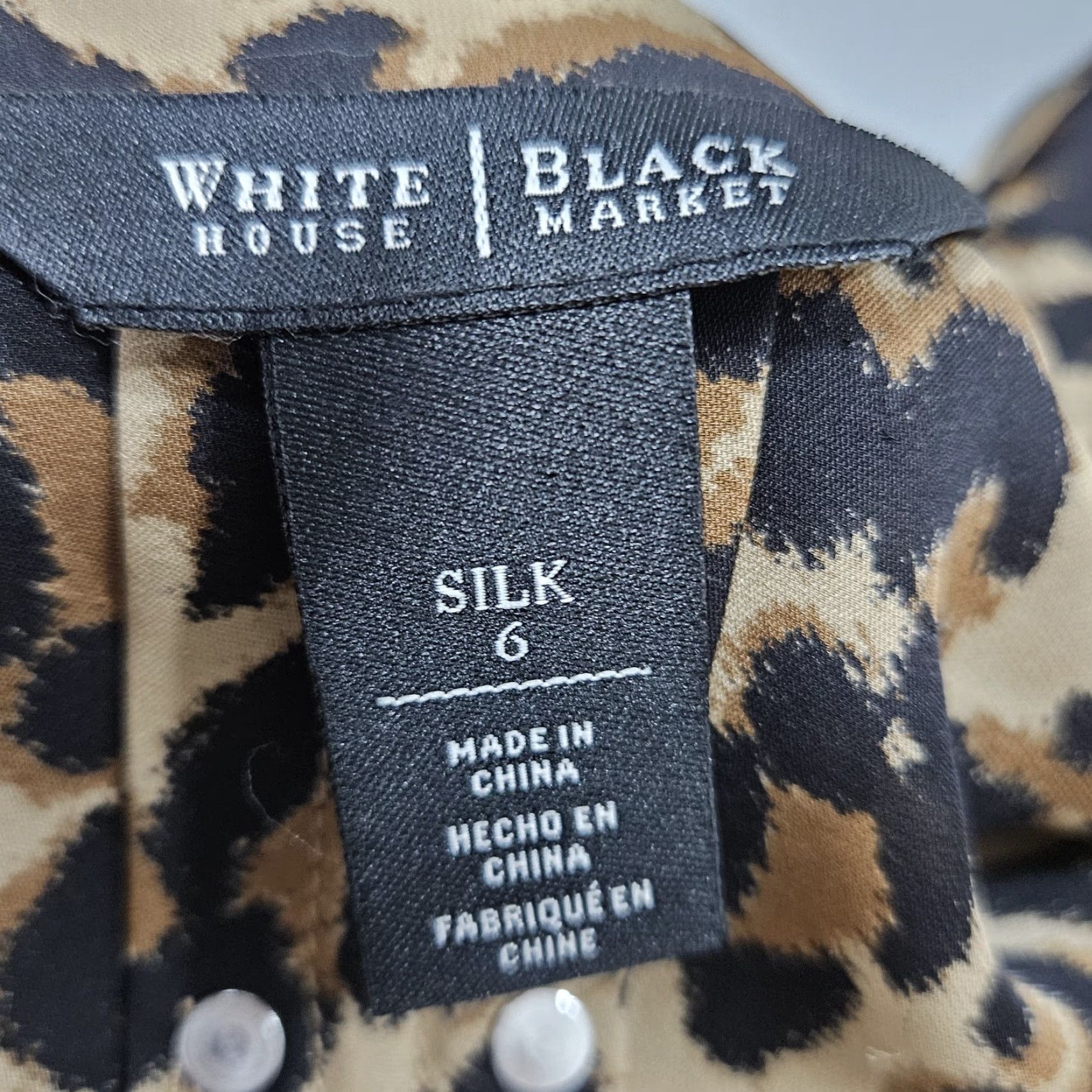White House Black Market **Brown Leopard 100% Silk Button Up Blouse Shirt Top Size 6** User: **White House Black Market Brown Leopard 100% Silk Button-Up Blouse Size 6** Size M / US 6-8 / IT 42-44 - 3 Thumbnail