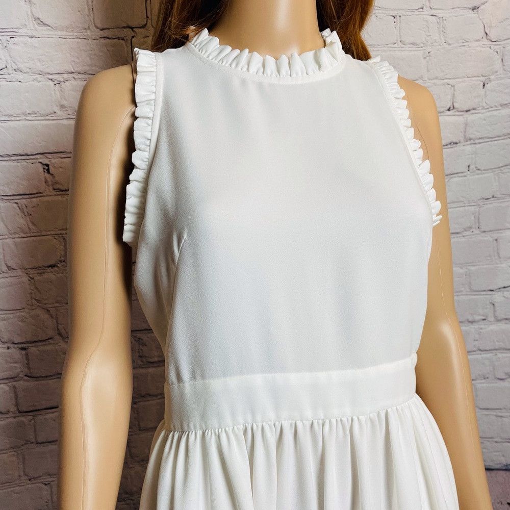 Kate Spade Kate Spade Ruffle Trim Fit & Flare White Dress Size 4 Size S / US 4 / IT 40 - 9 Thumbnail