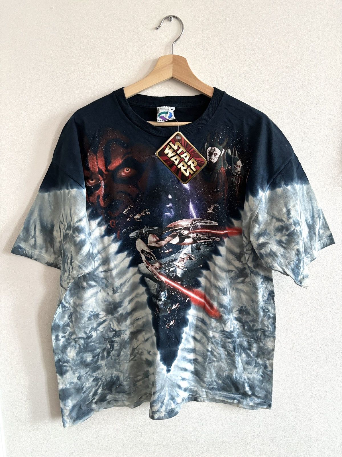 Image of Star Wars Vintage Liquid Blue Aop Shirt Deadstock in Navy, Men's (Size XL)