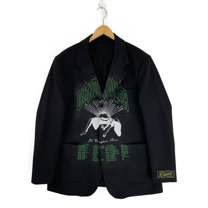 Blazer Raf Simons Bleu Marine Léger - Motif Plaid Subtil, Taille M, Occasion Très Bon état