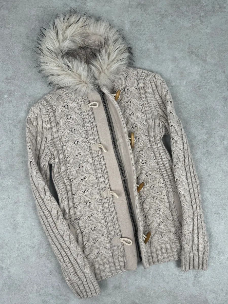 Daniele Alessandrini Daniele Alessandrini Beige Torsade Wool Faux Fur Sweater Size US S / EU 44-46 / 1 - 5 Thumbnail