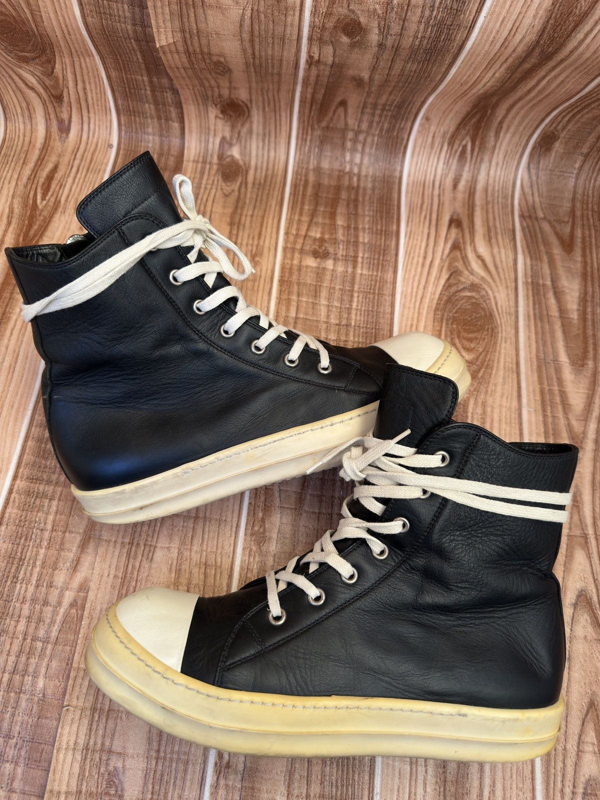 Rick Owens W16 Mainline Rick Owens Black Milk Hightop Sneaks Size US 8 / EU 41 - 7 Thumbnail