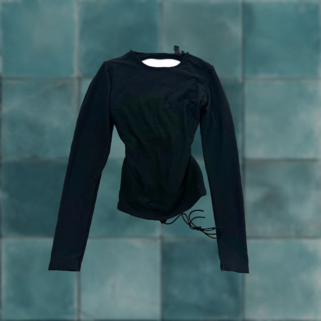 Vintage Windsor Shirt Women’s Small Black Open Back Strappy Tie Shirt Size S / US 4 / IT 40 - 1 Thumbnail