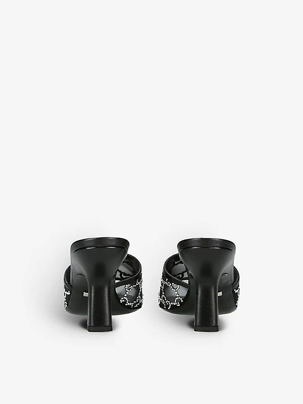Gucci o1s1wg110125 GG Mid-Heel Slide Sandals Mules in Black Size US 5.5 / IT 35.5 - 4 Thumbnail