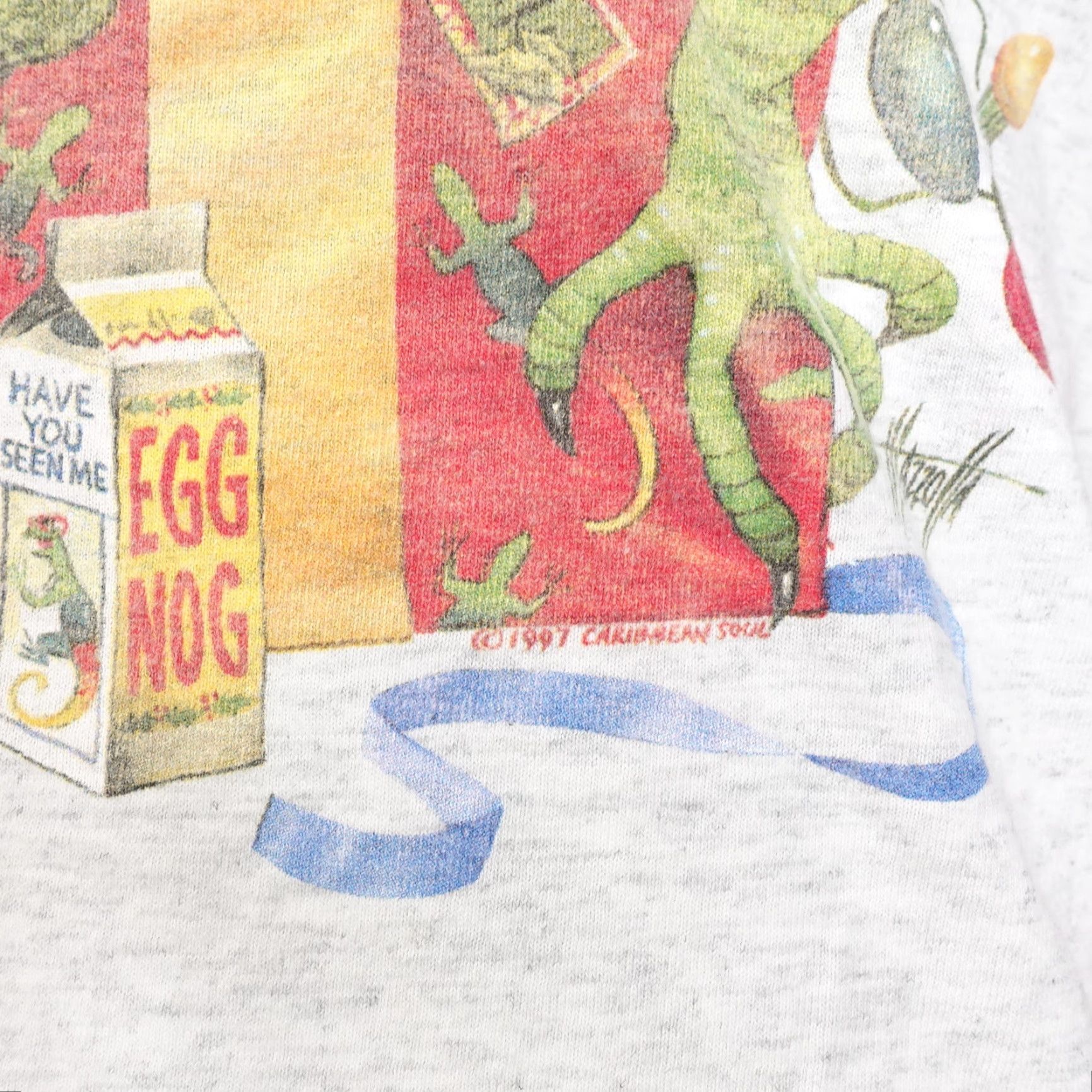 Vintage VINTAGE Caribbean Soul USA SINGLE STITCH READY FOR THE HOLIDAYS IGUANA TSHIRT L Shirt Unisex Adults Gray L Mens Size US L / EU 52-54 / 3 - 3 Thumbnail