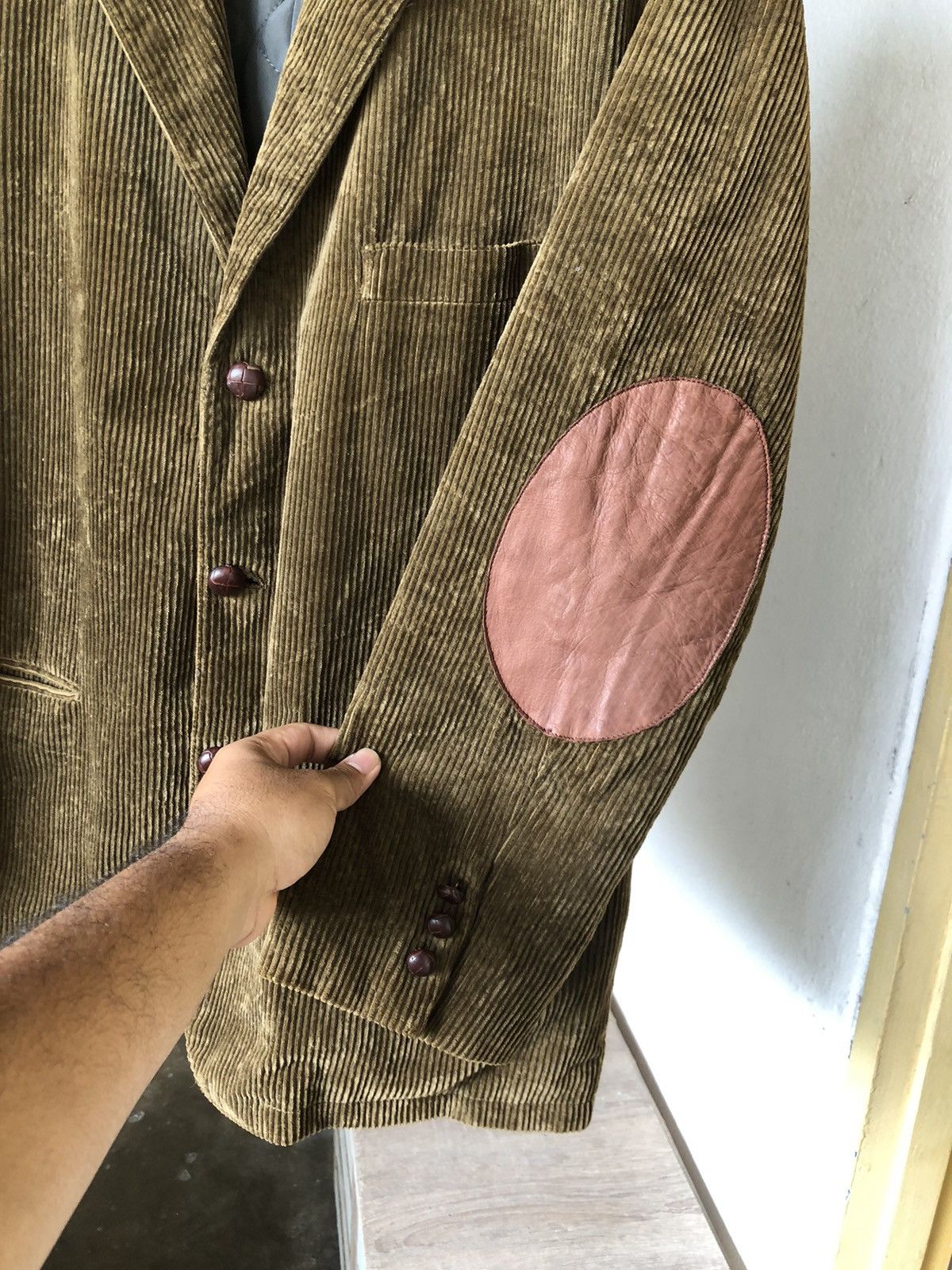 Faconnable Vtg 90s Faconnable Corduroy Leather Elbow Jacket Blazer Size US L / EU 52-54 / 3 - 13 Thumbnail
