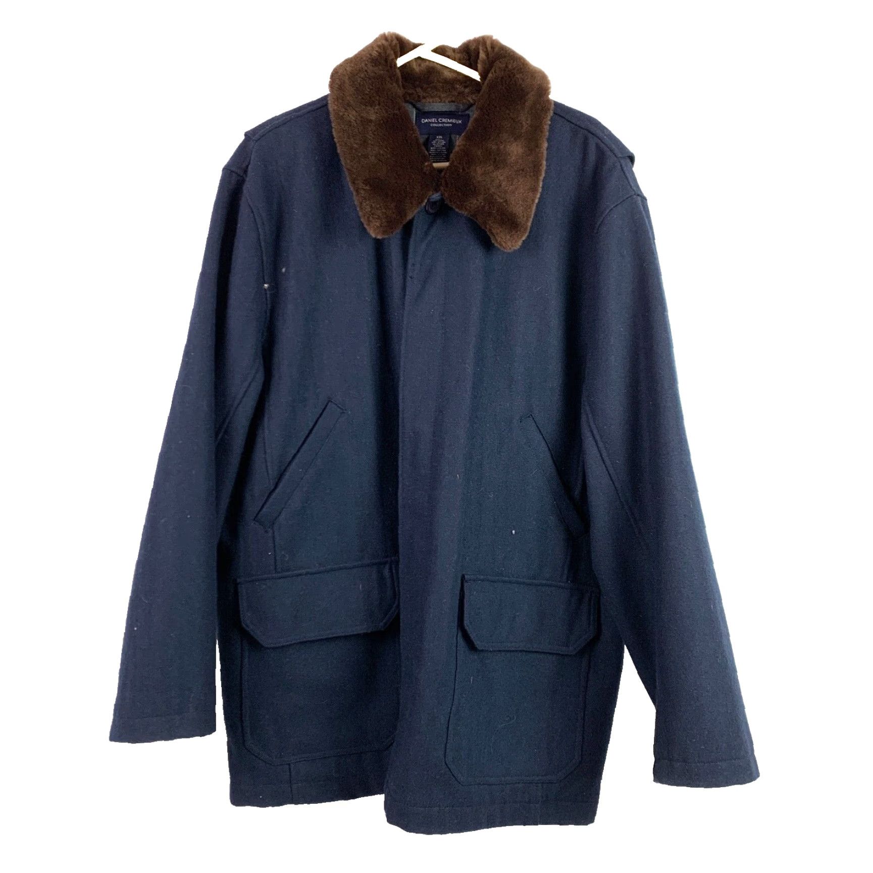 Cremieux VINTAGE Daniel Cremieux Navy Wool Blend Faux Fur Jacket Coat XXL 2X Men Pea Coat Button Wool Blend Navy Blue 2X Mens Size US XXL / EU 58 / 5 - 2 Thumbnail