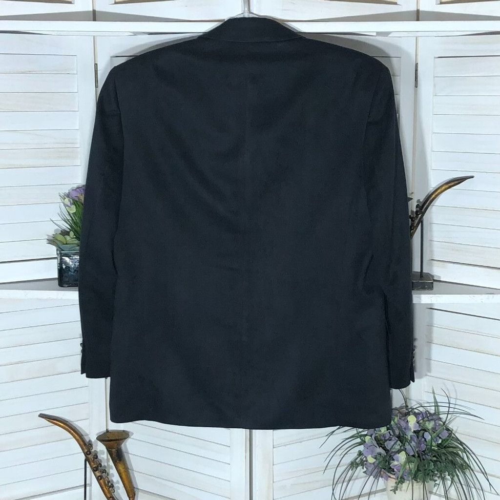 Vintage Vintage suede leather blazer suit jacket navy blue Sz XL Size 38L - 2 Thumbnail