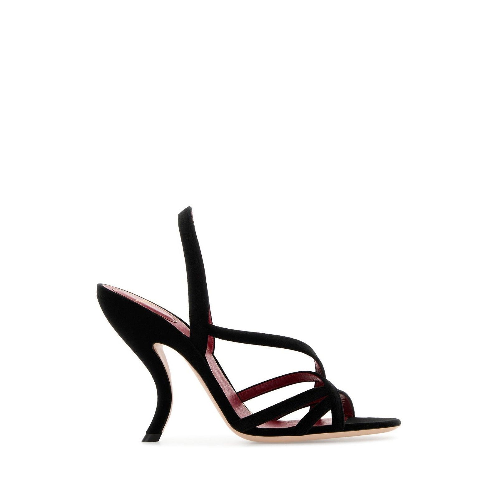 VALENTINO GARAVANI Black Velvet 100mm Heel Sandals New (Wome