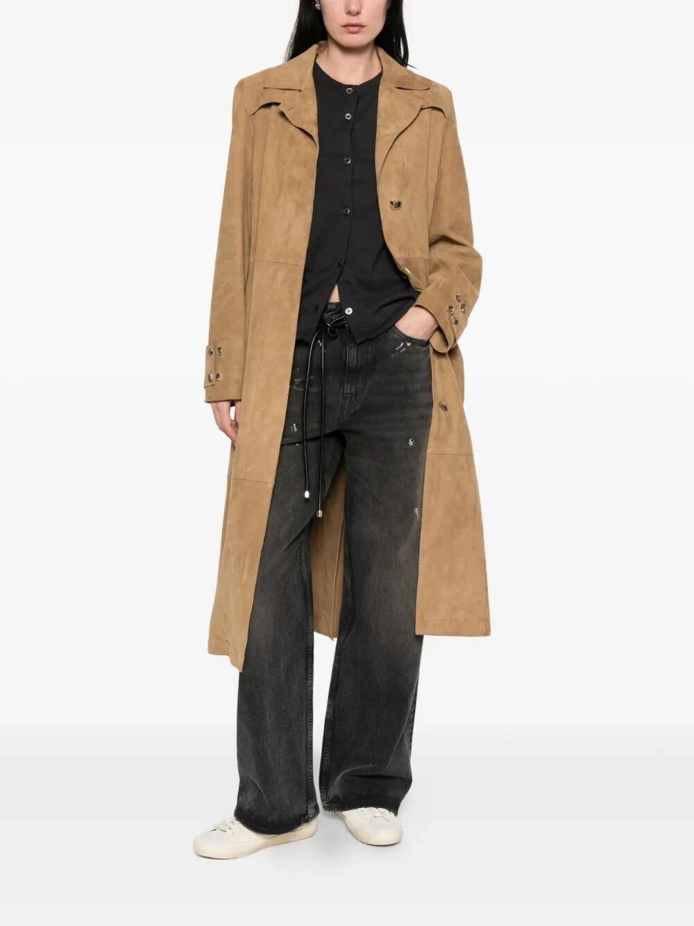 Golden Goose `Journey` Leather Trench Coat With Belt Size M / US 6-8 / IT 42-44 - 1 Thumbnail