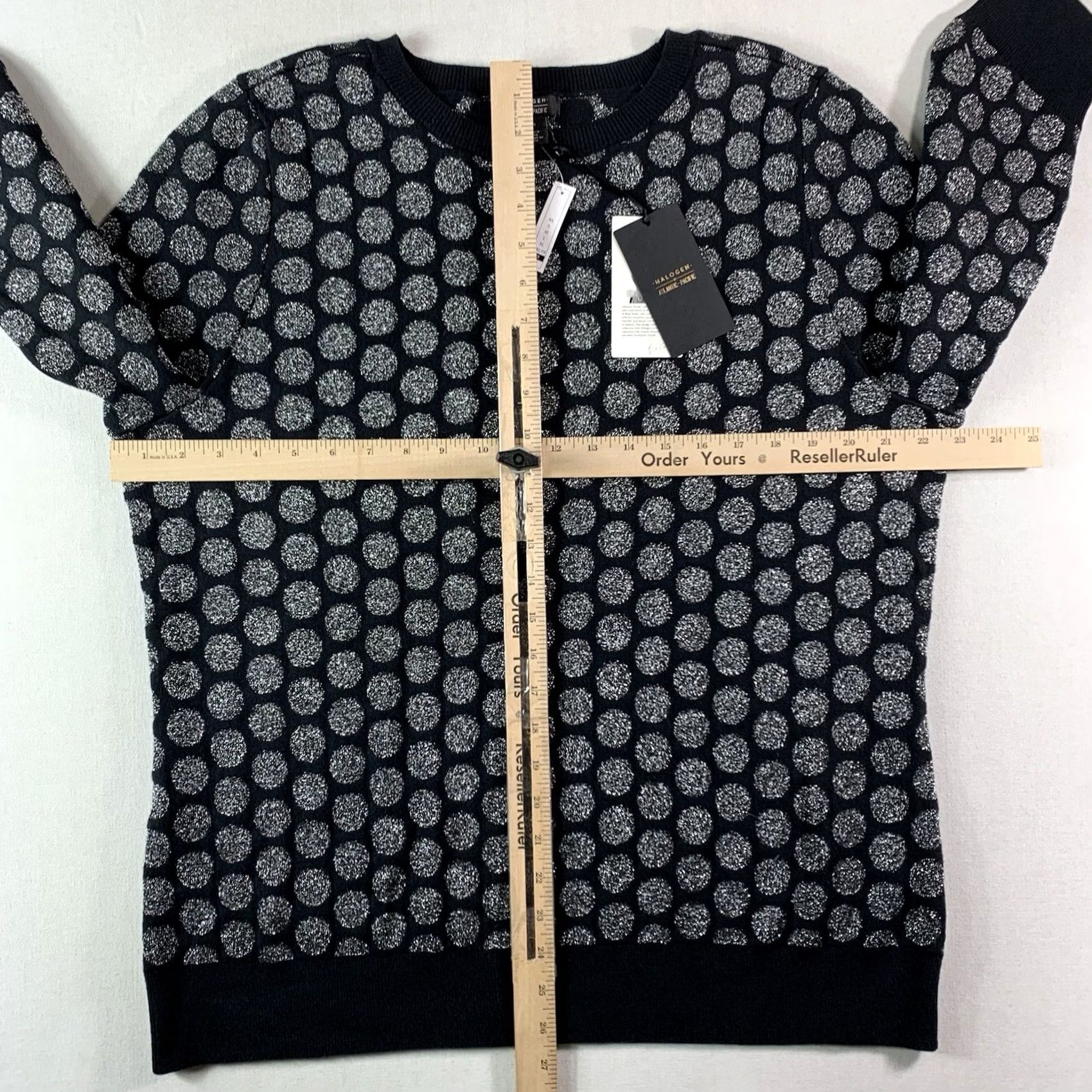 Vintage Halogen Sweater Womens 2X Crew Neck Pullover Polka Dot Metallic Black Silver Shimmer NWT Holiday Atlantic-Pacific Redefined Size XXL / US 16-18 / IT 52-54 - 5 Thumbnail