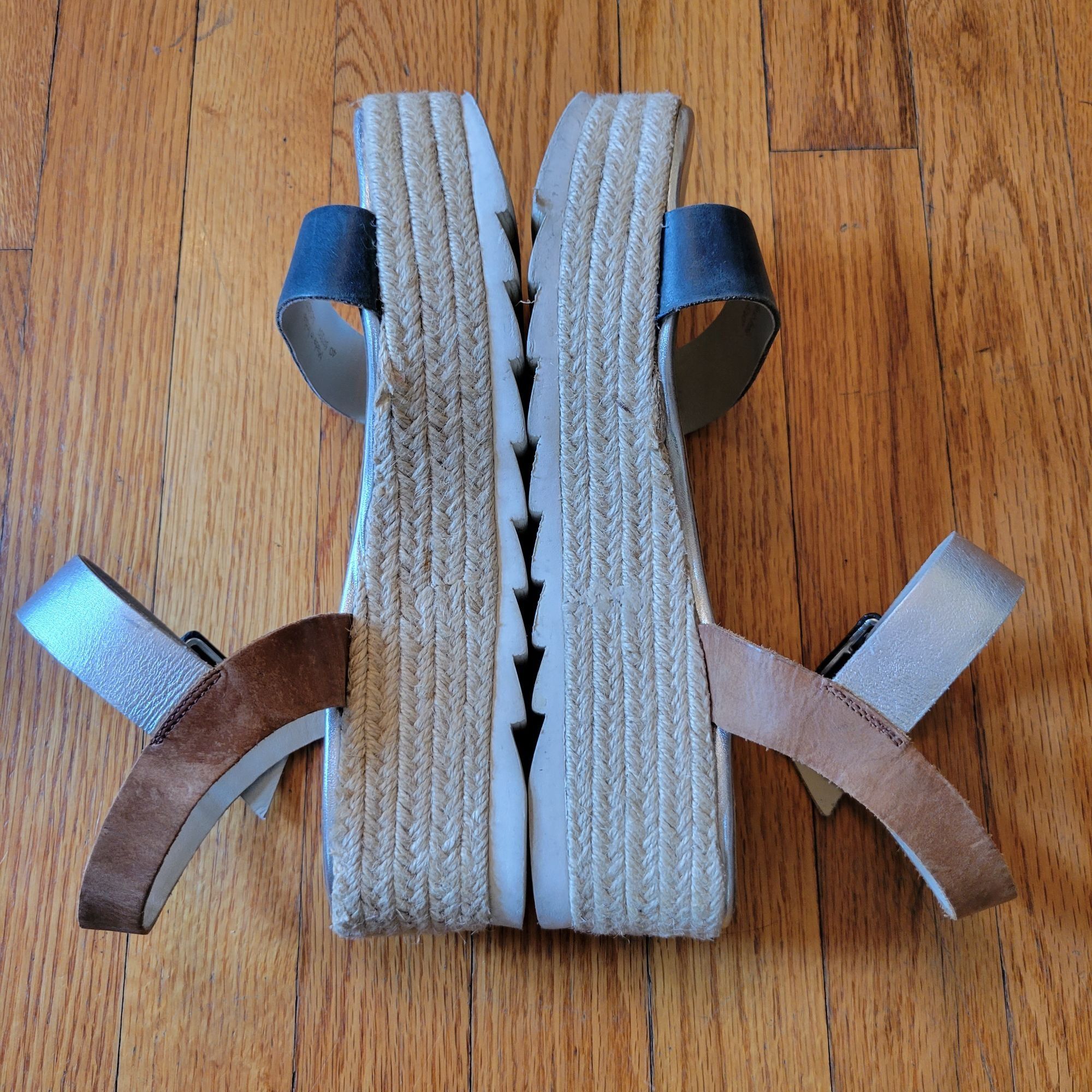 Boden Boden Espadrille Platform Sandals 40 Brown Blue Metallic Sil Size US 8.5 / IT 38.5 - 5 Thumbnail