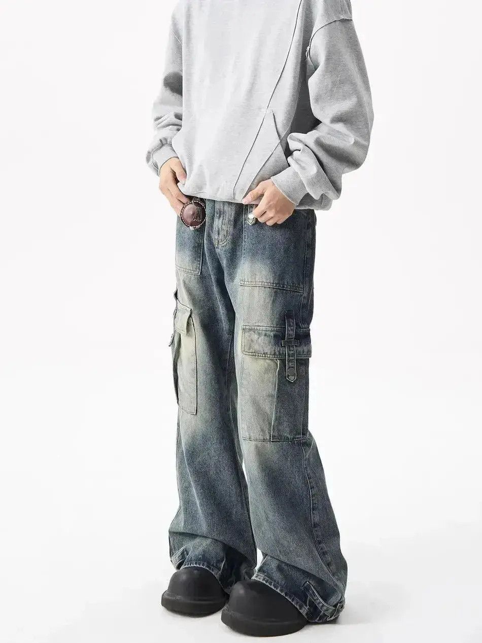 Japanese Brand Retro large pocket wide leg jeans Size US 32 / EU 48 - 2 Thumbnail